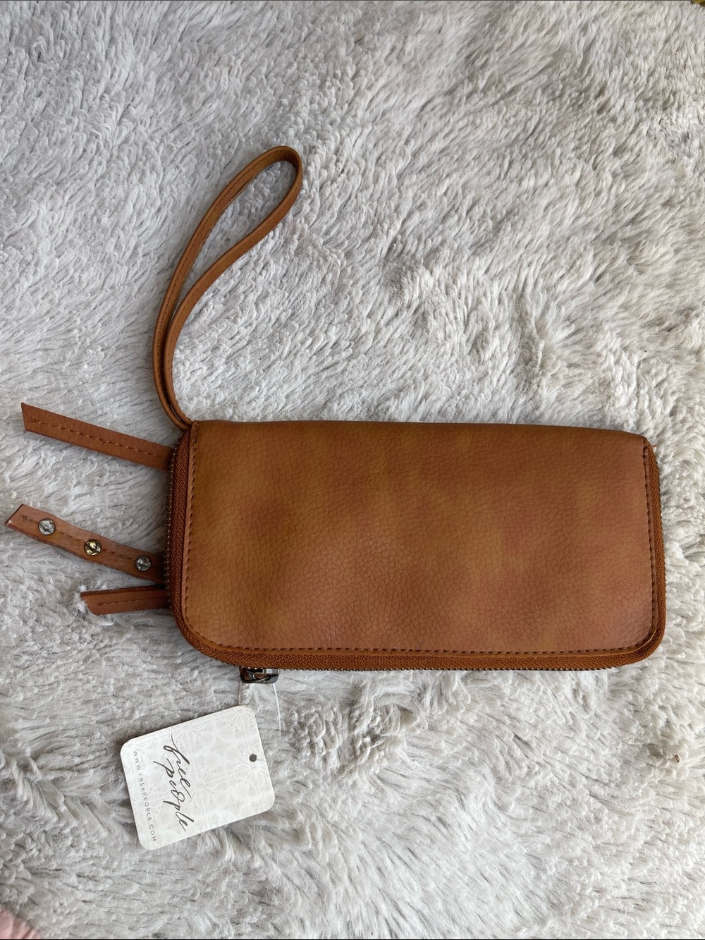 Free People Distressed Vegan Leather Wristlet Wallet - Picture 2 of 6